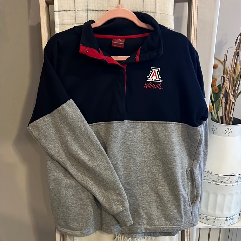 Arizona Wildcats Gray/Navy Half Snap Button Pullover